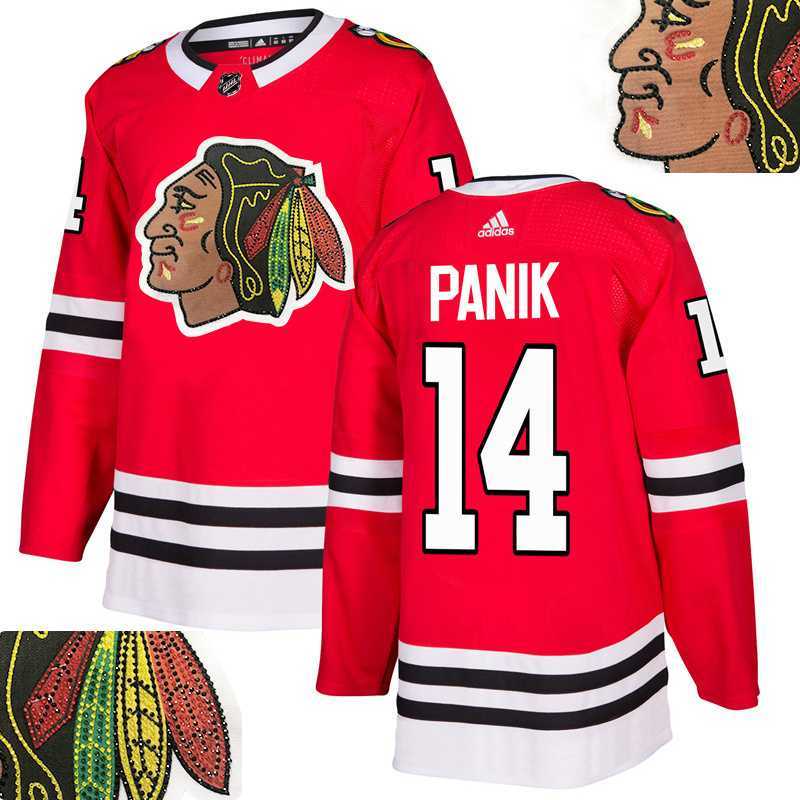 Blackhawks #14 Panik Red With Special Glittery Logo Adidas Jersey,We sell and wholesale Blackhawks #14 Panik Red With Special Glittery Logo Adidas Jersey on line form chian!